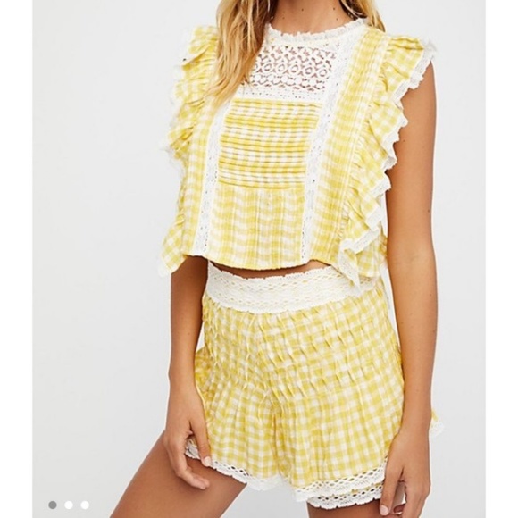 Free People Pants - Free People Yellow Gingham Tessa Set 4